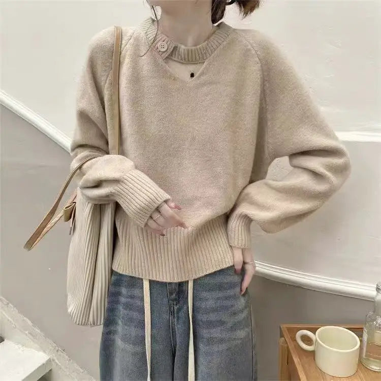 Spring Autumn 2026 New Bottom Knitted Sweater Fashionable Knitwear Top Woman Pullover Jumper Shirt Ladies Tops Pull Femme