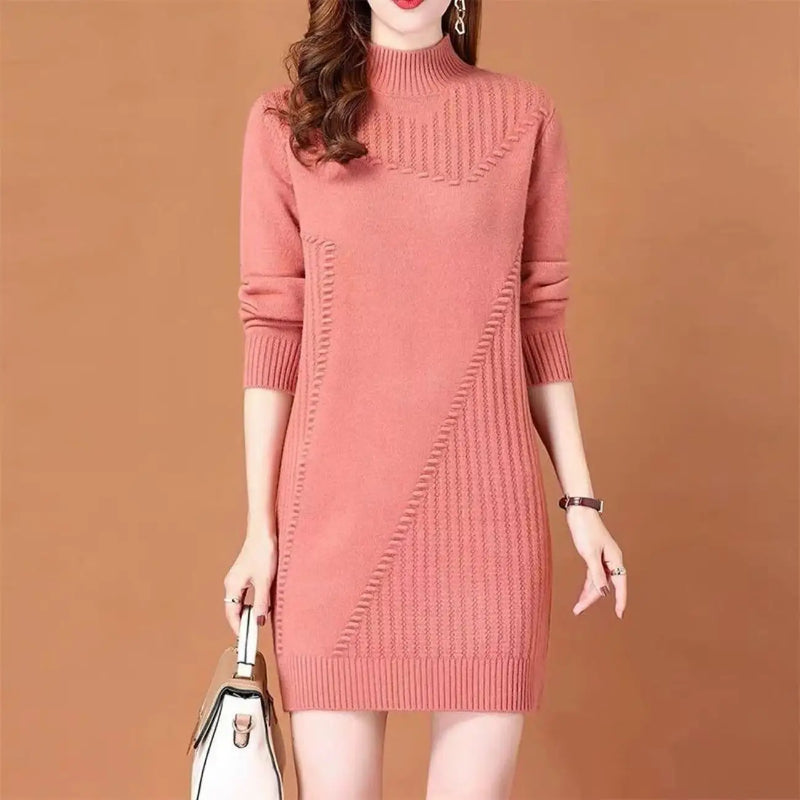 ទាញ Femmes ថ្មី Turtleneck ក្តៅ Pullovers អាវយឺតស្ត្រី Tops រដូវស្លឹកឈើជ្រុះរដូវរងា Knitwear សម្លៀកបំពាក់ស្ត្រីនិទាឃរដូវខ្លី Slim Dress