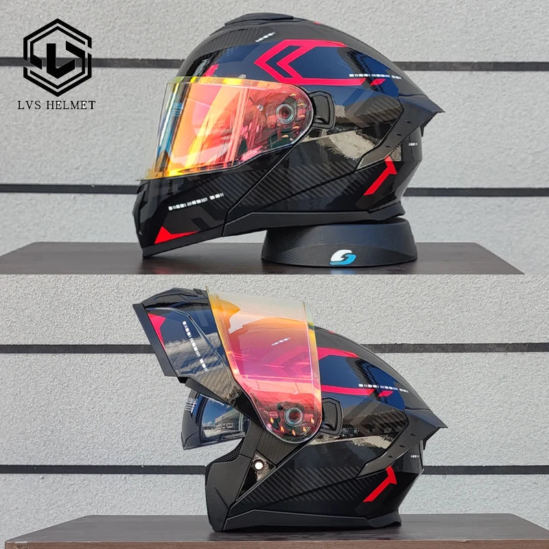 2025 latest motorcycle helmet modular flip helmet casque moto semi full duplex helmet suitable for both men and women LVS-909
