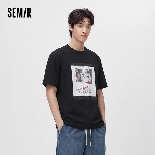 អាវយឺតបុរស Semir ឆ្នាំ ២០២៦ បោះពុម្ពរូបសត្វគួរឱ្យស្រលាញ់បែប Vintage រចនាបថប៉ាក់រលុងសម្រាប់គូស្នេហ៍ ទន់ ធម្មតា