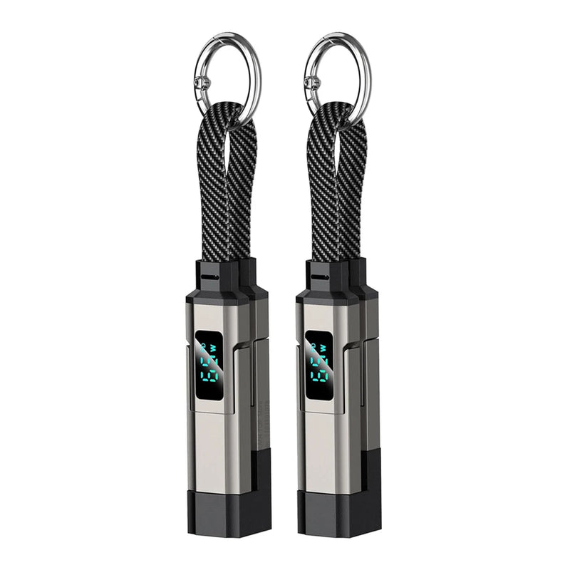 ខ្សែសាក iLMH Keychain, ខ្សែសាកច្រើនប្រភេទ USB C 4 ក្នុង 1 ជាមួយអេក្រង់ឌីជីថល, ខ្សែសាកលឿនចល័តសម្រាប់ឧបករណ៍