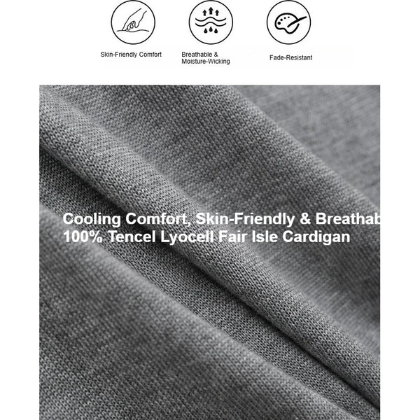 Short Sleeve Cardigan Men | Fair Isle Print Polo Collar Summer Thin Knit Sweater | Breathable Soft Casual Top