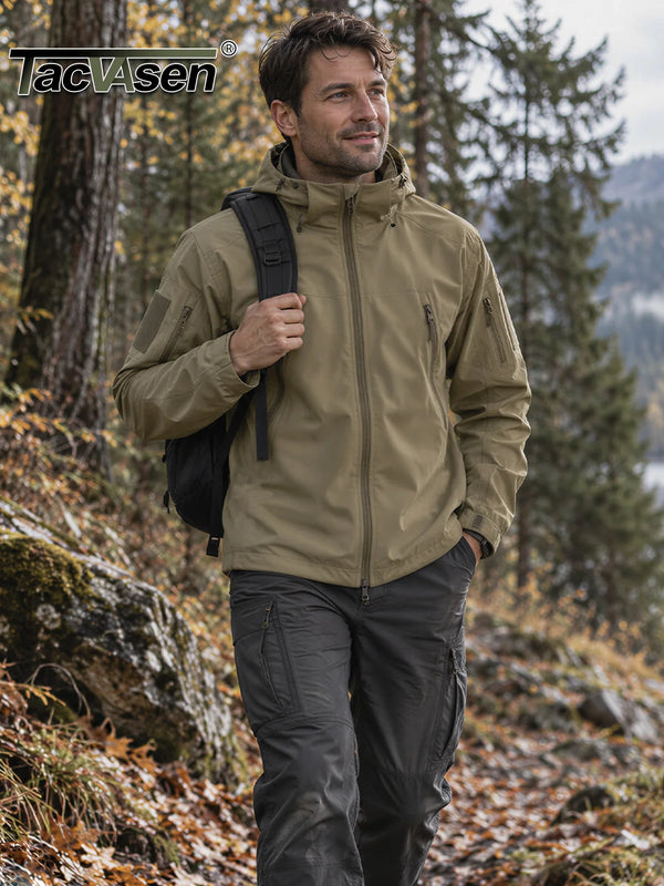 TACVASEN Men's Tactical Softshell Jacket Fleece-Lined Waterproof Hooded Winter Windbreaker with Pockets for Outdoor Hiking