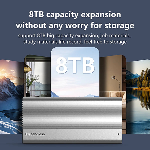 ប្រអប់ Blueendless USB4 40Gbps M.2 NVMe SSD ជាមួយកង្ហារត្រជាក់ ប្រអប់ PCIe 4.0 Solid State Drive ដែលឆបគ្នាជាមួយ Thunderbolt 4/3