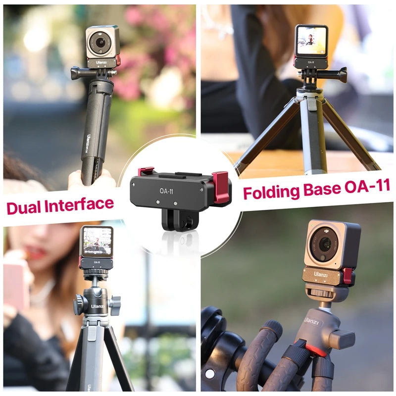 មូលដ្ឋាន បត់ បាន Ulanzi OA-11 Dual Interface សម្រាប់ DJI Osmo Action 3 ដែលអាចបត់បាន OA-13 មូលដ្ឋានផ្គត់ផ្គង់ថាមពលម៉ាញេទិកសម្រាប់ DJI Action 2