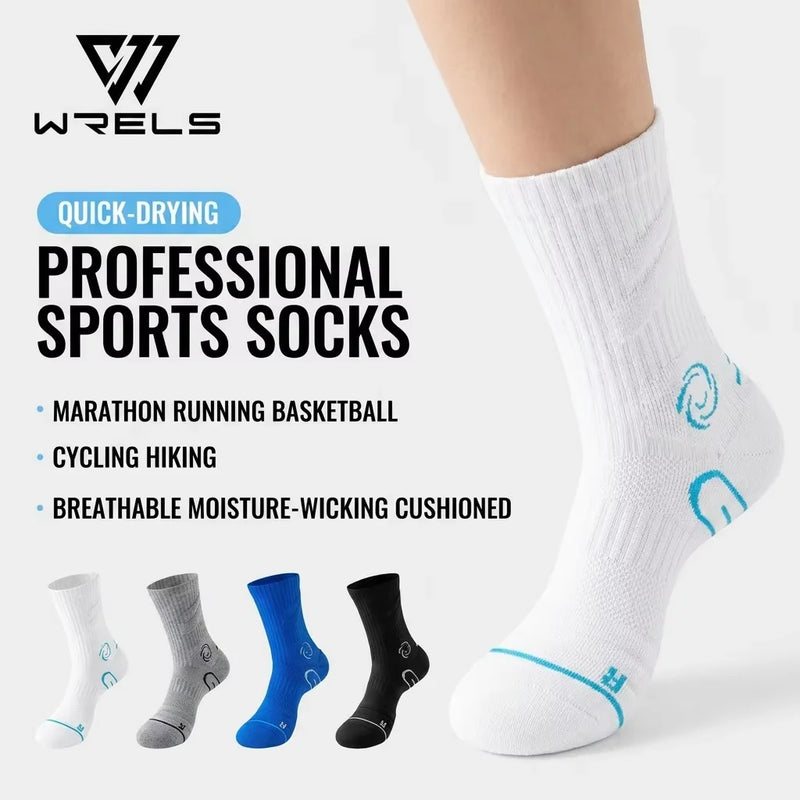 WRELS 1/2/3 Pairs Basketball Crew Socks Cushioned Athletic Socks Men Women Moisture Wicking Arch Support Running Sports Socks