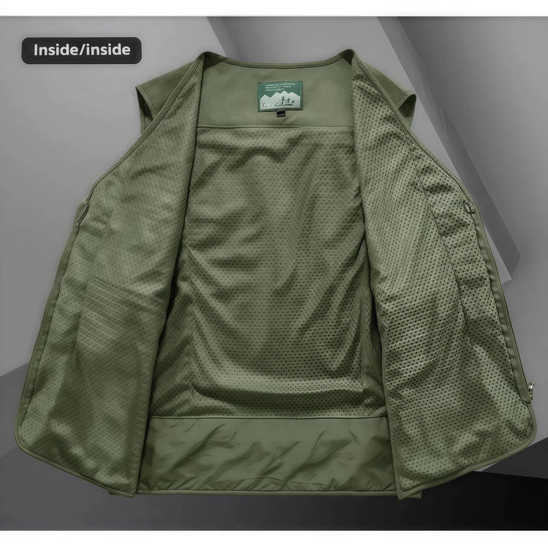 Large Size Casual photography jacket  multi-pocket vest men's waistcoat outdoor  quick-drying V-neck lightweight fishing vest