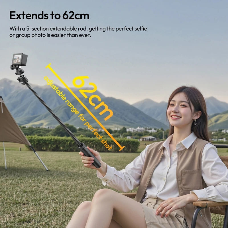 ជើងកាមេរ៉ា Ulanzi MT90 Cka ដំបងថតរូប Selfie បញ្ចេញលឿនសម្រាប់កាមេរ៉ា GoPro ទូរស័ព្ទដៃ ជើងកាមេរ៉ាលើតុ ជាមួយក្បាលបាល់ 360° ផ្ទុកអតិបរមា 1.5KG