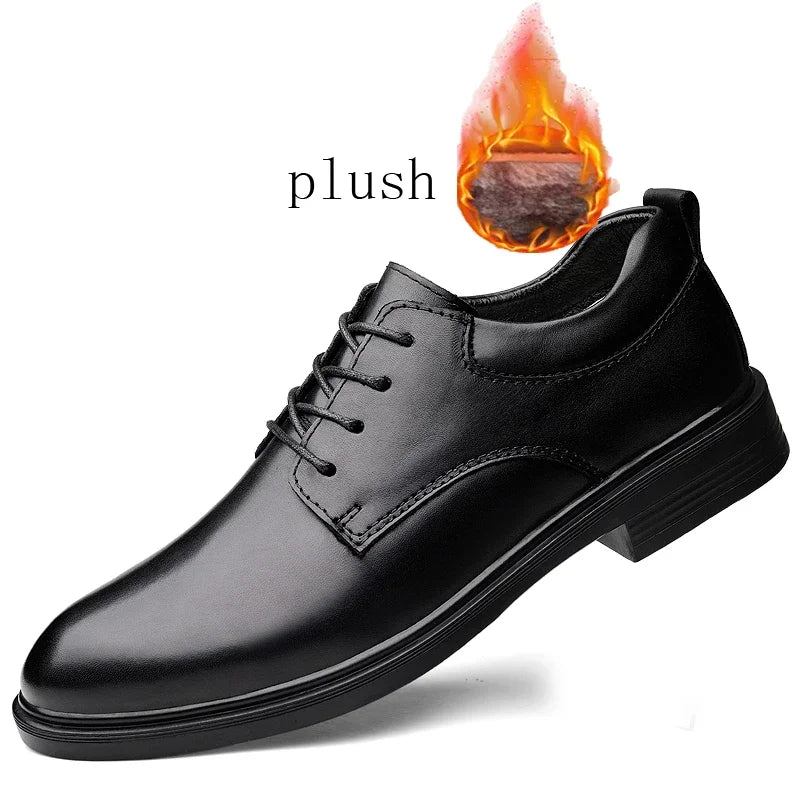 Men's Genuine Leather Oxford Dress Shoes Business Formal Office Wedding Lace-Up Black For Gentleman Plus Big Size 49 50 51 52 53