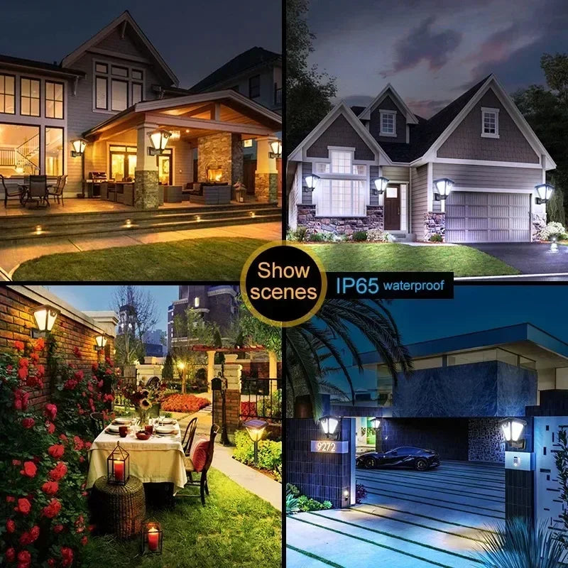 LED Solar Light Motion Sensor Wall Lamp Outdoor Waterproof Lighting Dual Purpose Lawn Lamp and Wall Sconce for Garden Porch