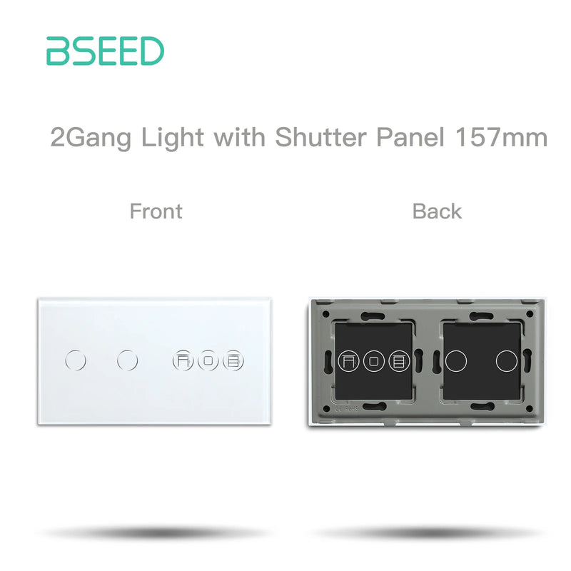 BSEED Crystal Switch Panel For Electric Smart Roller Shutter Blinds Glass Frame With Metal Base DIY Parts Only EU Standard 157mm