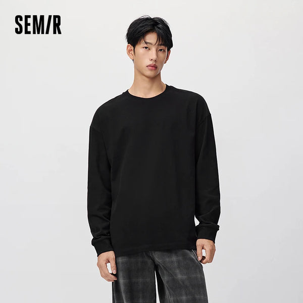 អាវយឺតប៉ាក់ Semir សម្រាប់បុរស ពណ៌សុទ្ធ កមូល ឆ្នាំ២០២៦ សម្លៀកបំពាក់ប្រចាំថ្ងៃរដូវរងាថ្មី សម្រាប់ទីក្រុង ស្ទីលធម្មតា អាកាសធាតុត្រជាក់ ស្រទាប់
