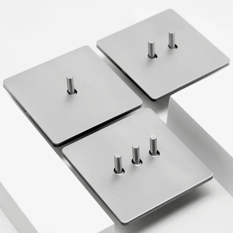 Wall Light Toggle Retro Switch Panel 1-4 Gang 2 Way EU Silver Gray Brushed Stainless Steel Antique Switch Outlet with USB Chargi