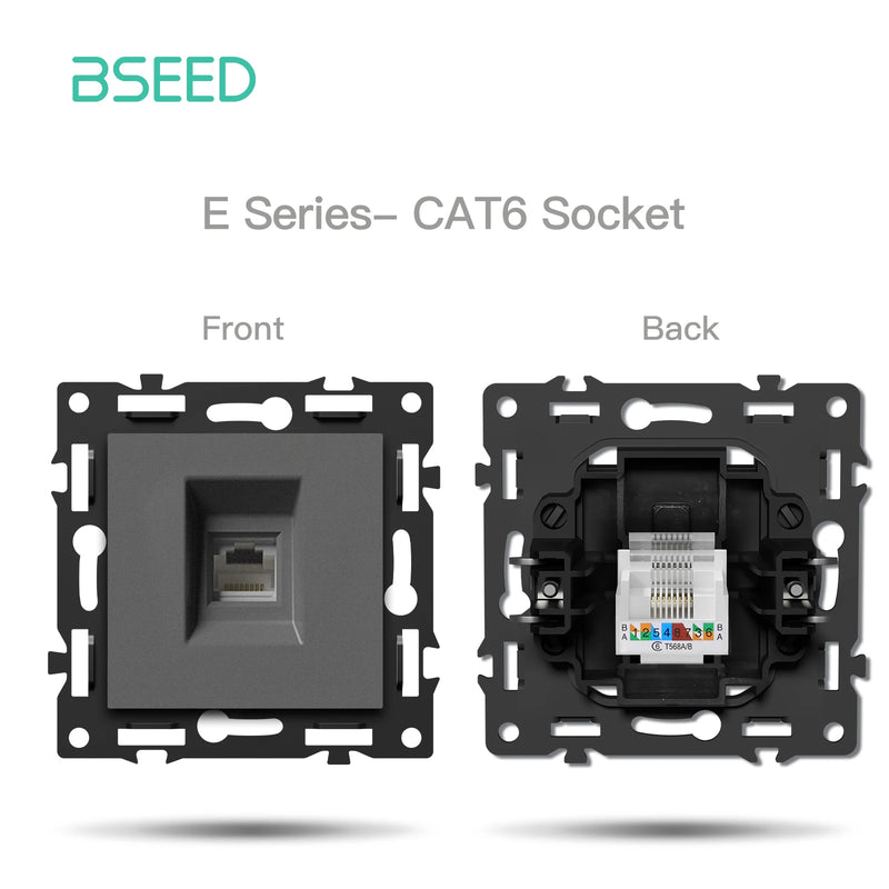 BSEED 1/2Gang Wall Light Switch With LED 65W EU Socket Module Part ST TV Internet Socket Part Glass Frame Free Comnbination
