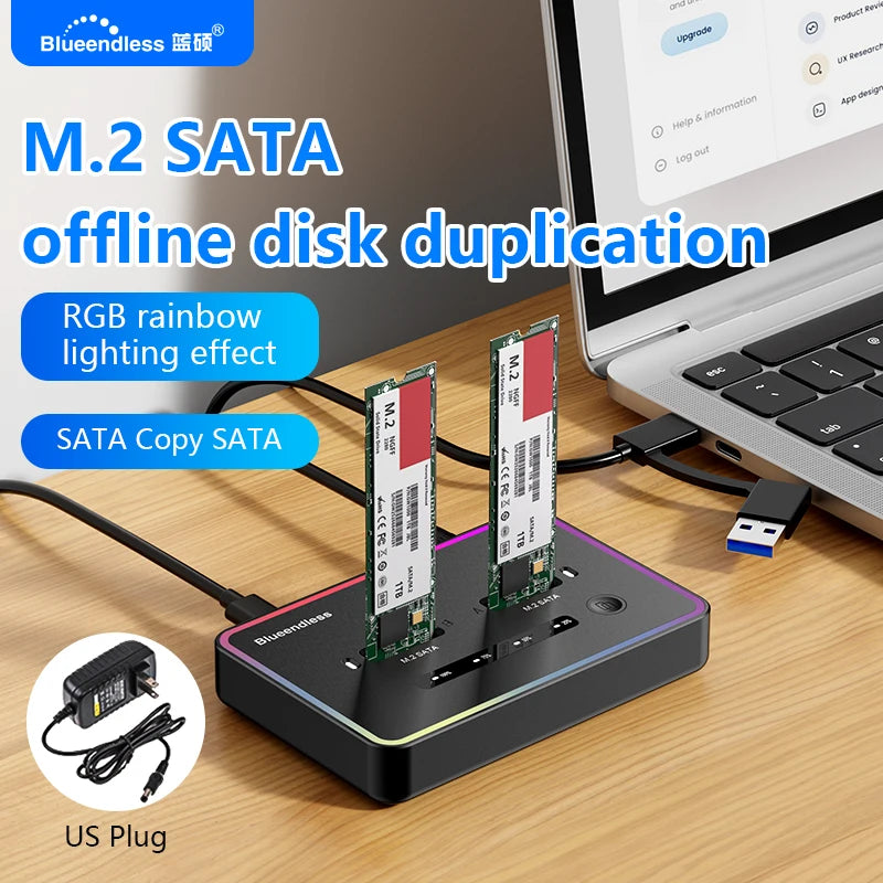 ប្រអប់ដាក់ SSD NGFF SATA ពីរប្រភេទរបស់ Blueendless Offline Clone សម្រាប់ SSD 2230 2242 2260 2280