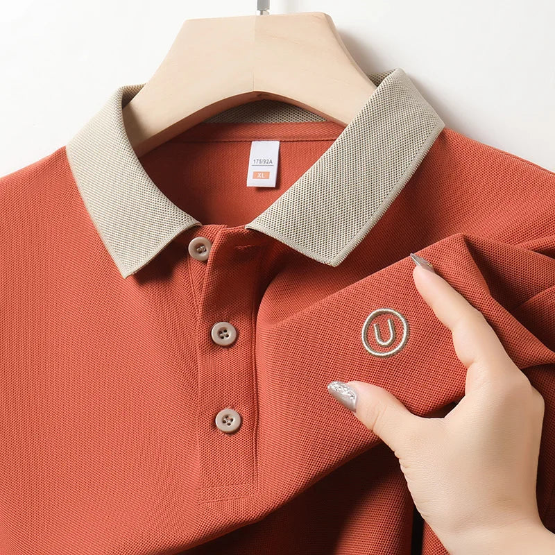 High-End Men Short-Sleeved Polo Shirt Lapel Button Letter Embroidery British Style Summer New Tops Casual Fashion Men's Clothing