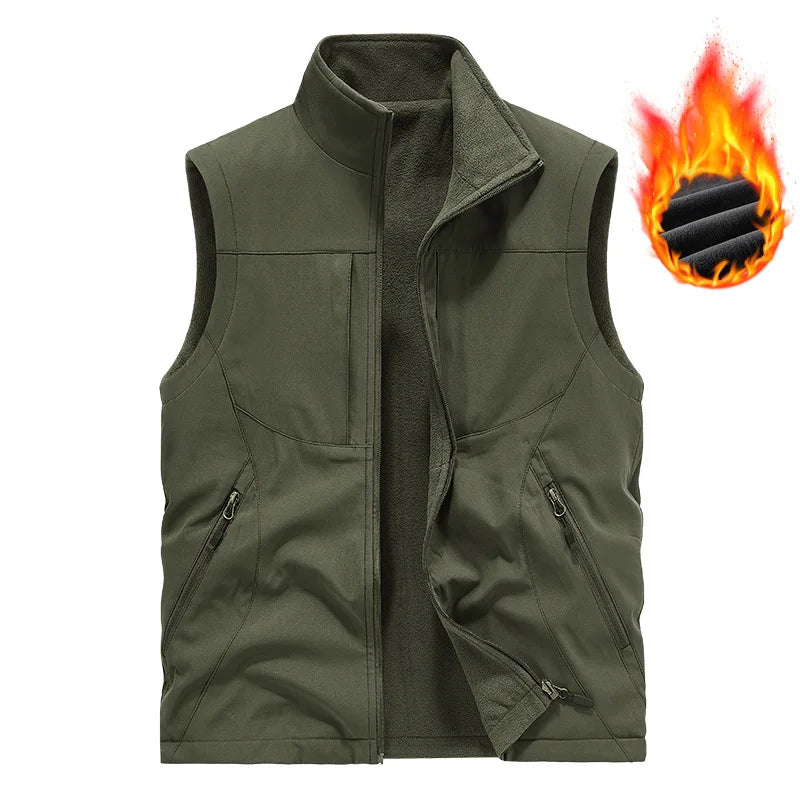 2025 Double-Sided Wear Polar Fleece Vest Outdoor Casual Style Large-Sized Loose Sleeveless Warm Men's Vest Autumn Winter