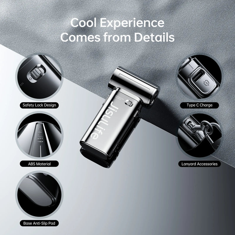 JISULIFE Portable Handheld Turbo Fan Life 9 Electroplate Plus Fashionable 5000mAh High-performance Strong wind Fashion Item
