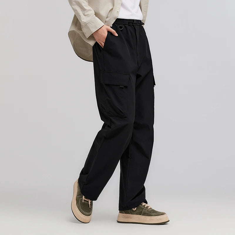 Semir Functional Pants Men Spring Loose Straight Leg Cargo Outdoor Big Pocket Textured Casual Comfortable Long Trousers
