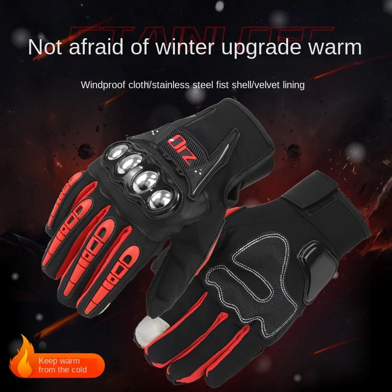 ORZ Motobike Motorcycle Knitting Unisex Moto Touch Screen Breathable Motocross Riding Racing Alloy Protective Full Finger Gloves