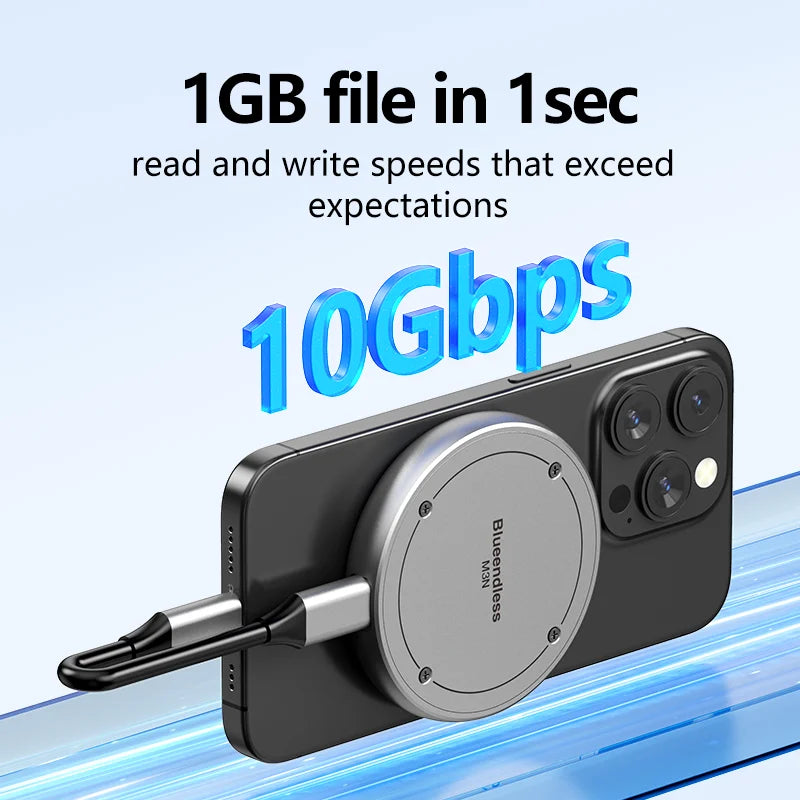 ប្រអប់ Blueendless Magnetic M.2 NVMe 2230 2242 SSD ប្រភេទ C 10Gbps ពី USB3.1 ទៅ NVMe PCI-E ssd សម្រាប់ទូរស័ព្ទដៃ