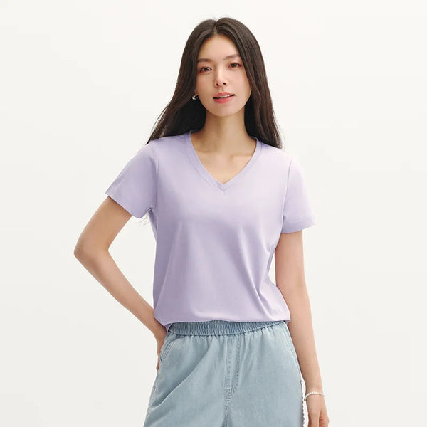 អាវយឺតស្ត្រី Semir ឆ្នាំ ២០២៦ ពណ៌រឹង ក V ស្មាធម្មតា ស្រូបយកសំណើម ស្ងួតរហ័ស ប្រឆាំងបាក់តេរី