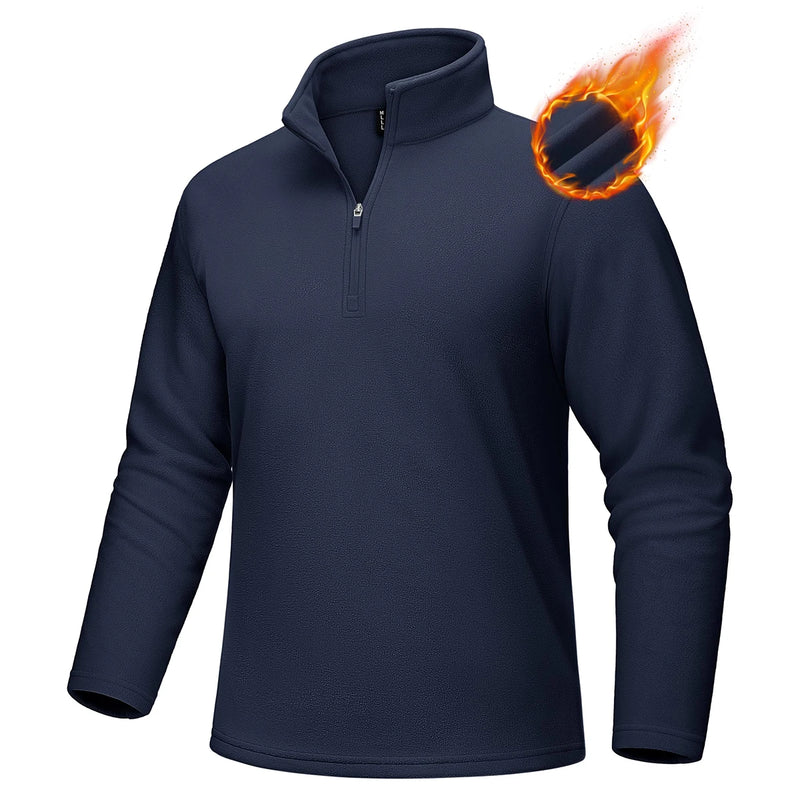 TACVASEN 1/4 Zipper T-shirts Men's Long Sleeve Turtleneck Fleece Spring Autumn Casual Warm Tops Athletic Running Spoorts Shirt