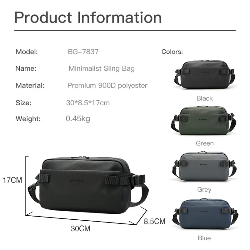 BANGE Fashion Casual Lightweight Men's Sling Shoulder Bags Waterproof Daily Business Travel Crossbody Chest Bag for Men