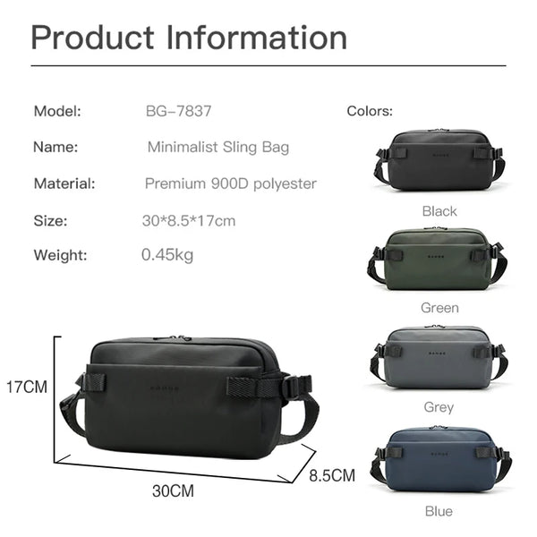 BANGE Daily Use Crossbody Bag Minimalist Chest Shoulder Pack for Men and Women Sling Bag Waterproof Lightweight Pack For Travel