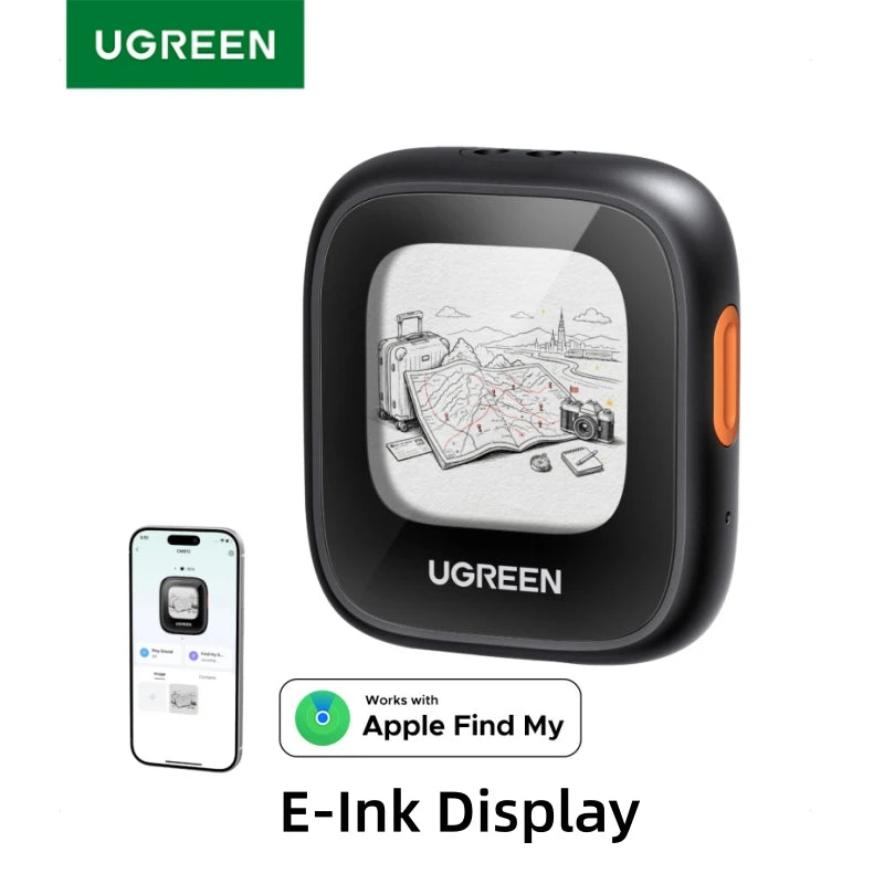 UGREEN Finder Custom E-Ink Display Tracker Tags (iOS Only)  Bluetooth Air Smart Tags Item Finder Compatible with Apple Find My