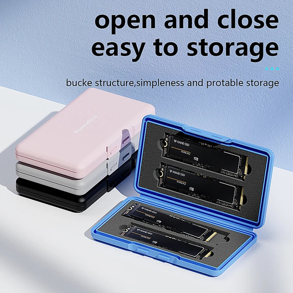 កាបូប Blueendless SSD SSD កាបូបដាក់ឥវ៉ាន់ចល័តសម្រាប់ M.2 SATA NVMe PCie Solid Disk កាបូបការពារទឹក និងប្រឆាំងនឹងឋិតិវន្ត