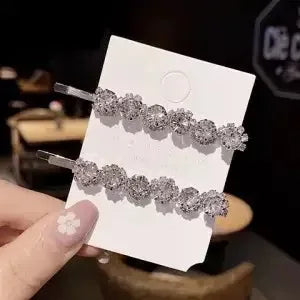 Korean Bling Rhinestone Cross Hair Barrette Elegant Crystal Side Hair Clip for Women Girls Daily Hairstyle Decor Hairpin