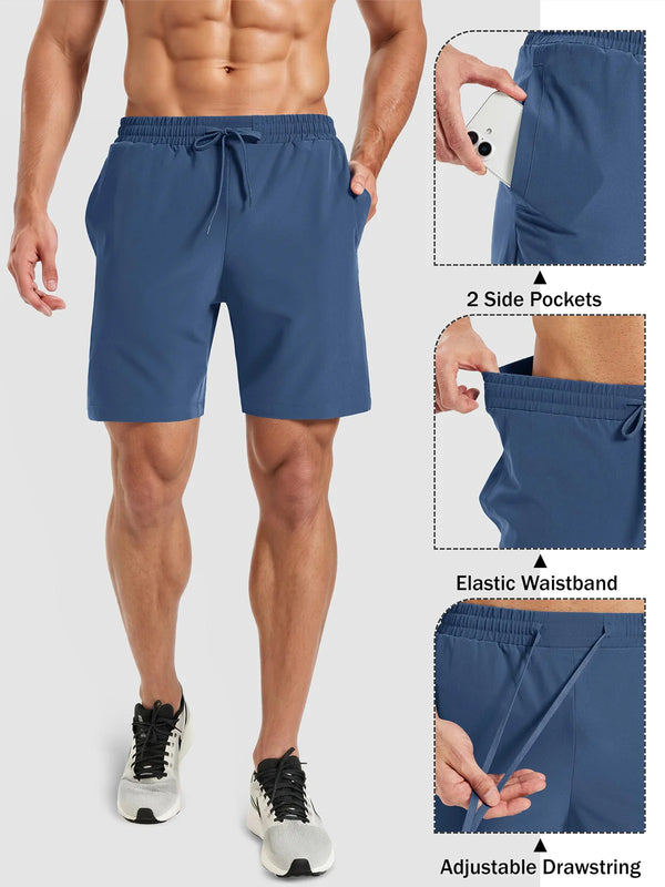 TACVASEN Men's Athletic Running 7 Inch Shorts Quick Dry Workout Gym Shorts With Pockets Performance Sports Bottoms Hiking Men