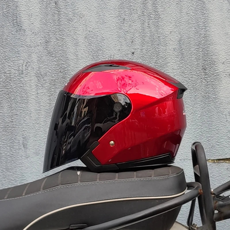 Men Motorcycle half Helmets Dual Lens Scooter Moto Helmet Casco village Riding capacete de moto motocross Helmets-JIEKAI