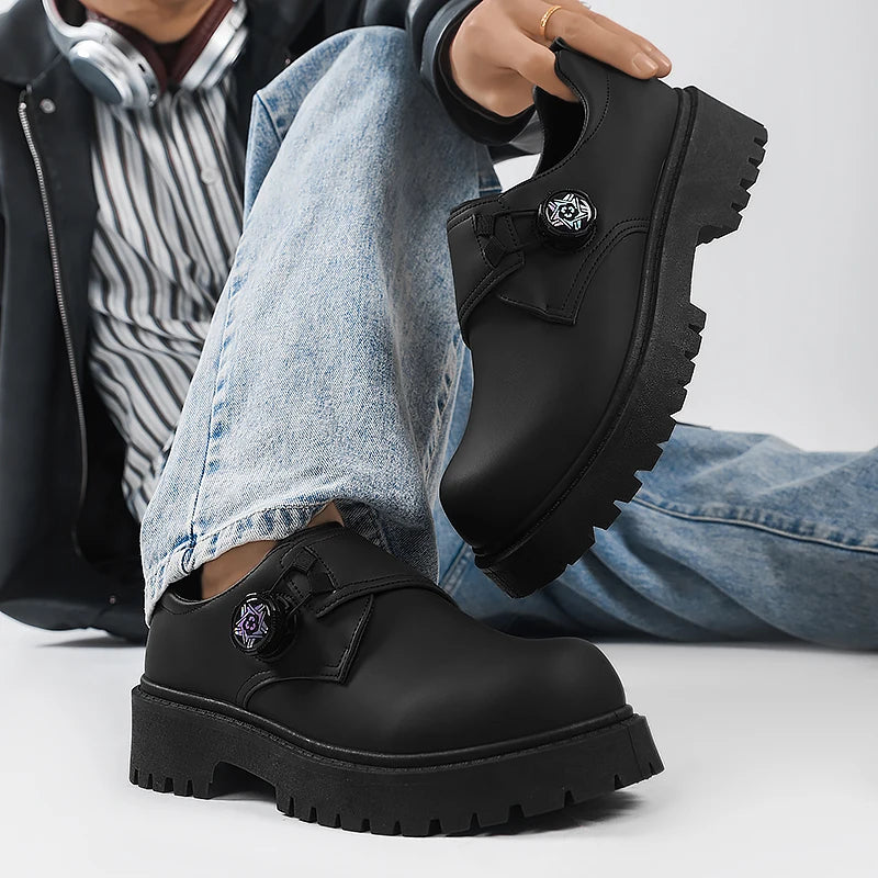 Men's Joker Leather Shoes Four Seasons Soft-sole Anti-slip casual Low-top Tooling Shoes Plus Size fashion Youth Party Tide Shoes