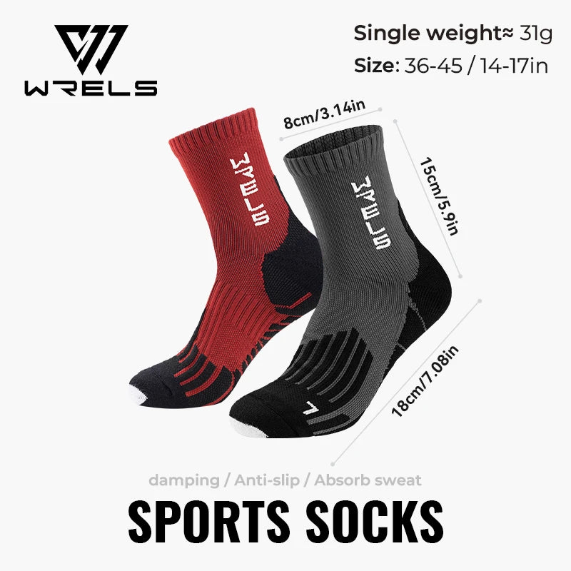 WRELS Sports Socks Arch Support 3D Anti Slip Quick Dry Breathable Cushioned Soccer Gym Training Outdoor Athletic Socks Men Women