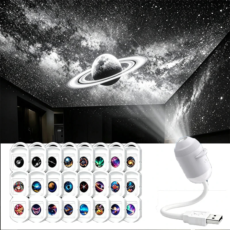 ឈុតភ្លើងបញ្ចាំង USB 4K 3/24 ដុំ ភ្លើងពេលយប់ Galaxy Ocean Aurora ចង្កៀងបរិយាកាសថ្ងៃឈប់សម្រាកសម្រាប់បន្ទប់គេង ភ្លើងពេលយប់បែបរ៉ូមែនទិក អំណោយកុមារ