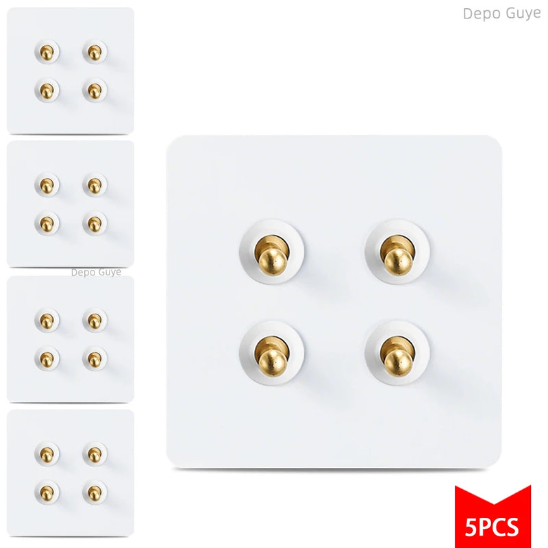 5/10 PCS 86 Type Retro White Wall Lamp Brass Lever Toggle Switch 1/2/3/4 Gang 2Way Stainless Steel Wall Panel Switch