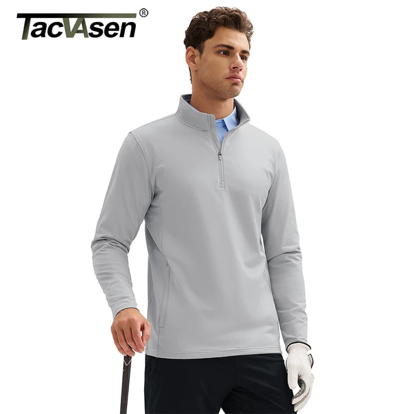 TACVASEN Fleece Lined Golf Pullover Mens 1/4 Zip Jacket Water Resistant Warm Sweatshirt Lightweight 2 Zipper Pockets Winter