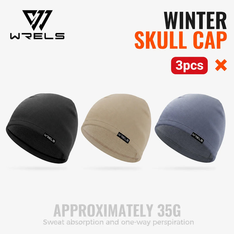 WRELS Skiing Cap Warm Anti Cold Skull Cap Sweat Wicking Fleece Windproof Helmet Liner Ear Flap Running Men Women Winter Beanie