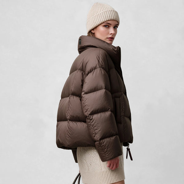 Amii Women's Winter Down Jacket 2026 New Warm Stand Collar Hoodless Zipper Women's Outerwear Women's Puffer Jacket 12644026