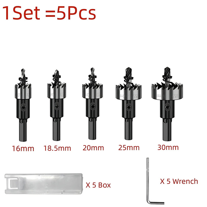 Carbide Tip HSS Drill Bit Hole Opener 16mm High Speed Steel Hole Saw Cutter Drill Bit for Stainless Steel Metal Alloy Drill 5 PCS