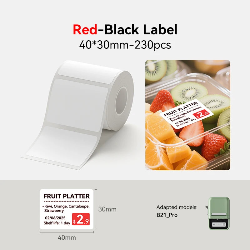 NiiMbot B21 Pro Thermal Printer Red Black Label Paper 300 DPI High-definition Printing Sticker for Warning Signs Supermarket