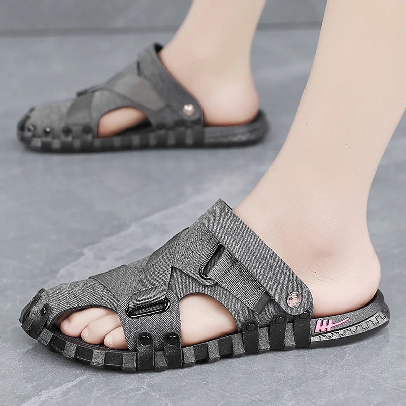 Men's breathable casual sandals summer soft-sole non-slip outdoor beach shoe fashion drving lightweight sports dual-use slippers