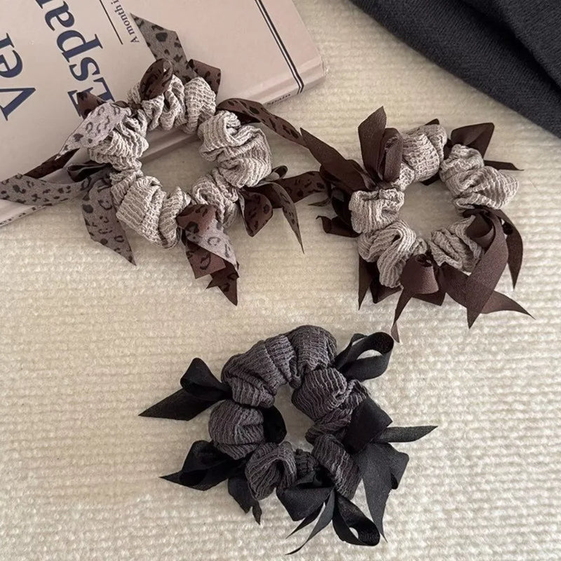 1pc Fashion Dongdaemun Inspired Woven Bow Scrunchies Large Intestine Hair Bands High Ponytails Meatball Buns Premium Textured
