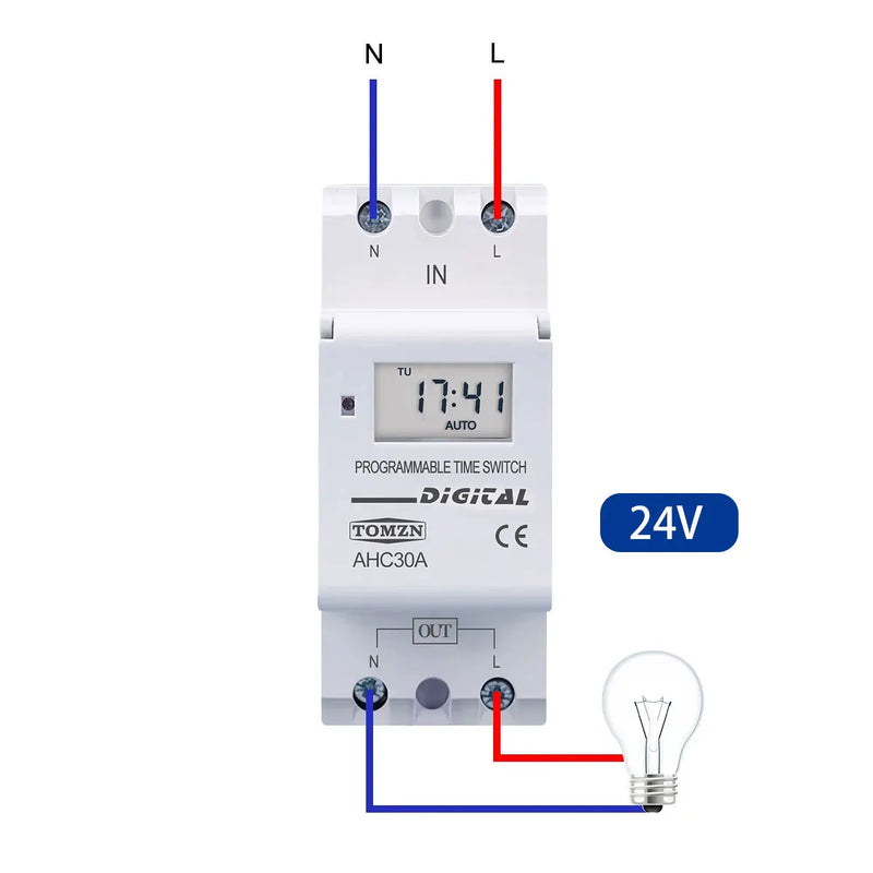 New Type Din Rail 2 Wire Weekly 7 Days Programmable Digital TIME SWITCH Relay Timer Control AC 220V 230V 12V 24V 48V 16A