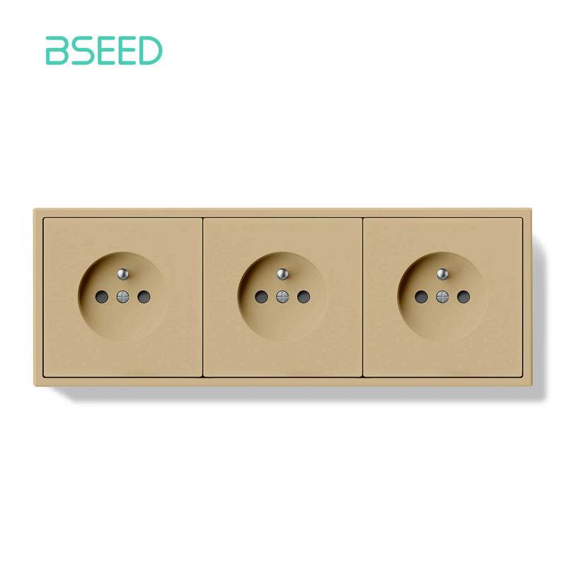 BSEED French Standard Single Wall Socket Double Electrical Outlets Wall Power Socket for France White Black Plastic Frame 16A