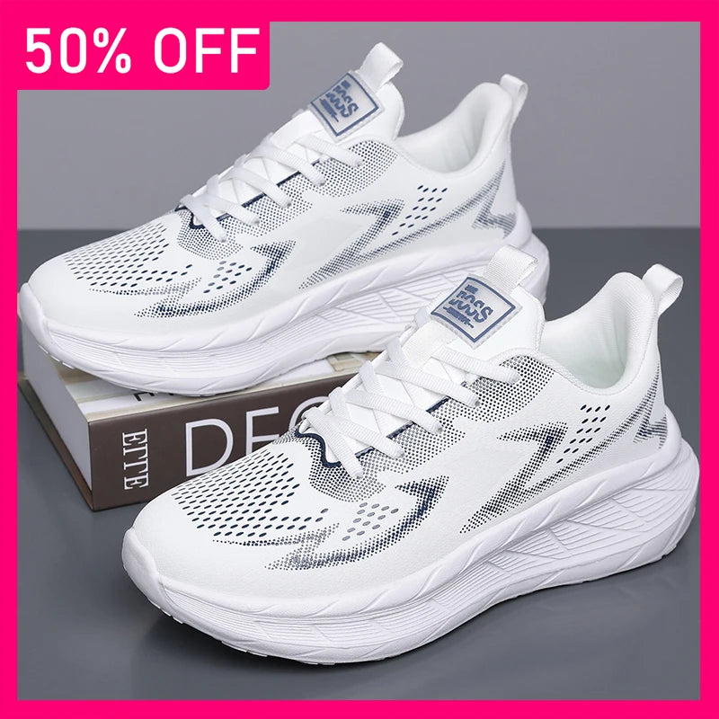 Men Sports Shoes Fashion Lace Up Mesh Breathable Lightweight Autumn Daily Commuting Sports Shoes Comfort Versatile Tennis Shoes