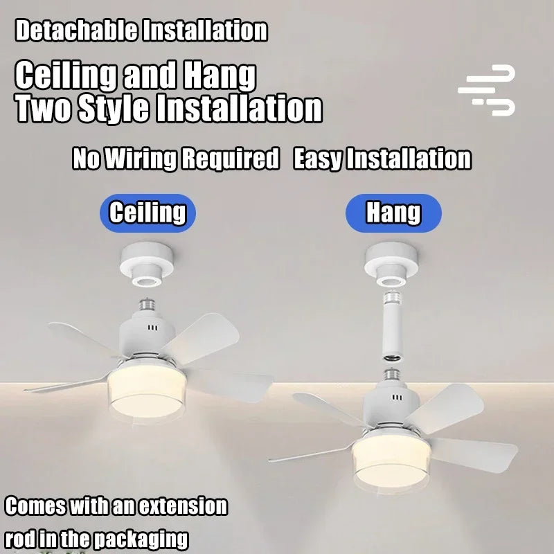Socket Ceiling Fan with Light APP Control Ceiling Fans with Lights LED Light Dimmable for Bedroom Garage Kitchen Living Room