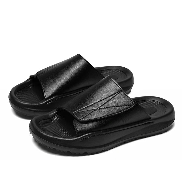 Men's Casual Leather Slippers Adjustable Non-Slip Summer Beach Sandals Suitable for Outdoor Leisure Sports Breathable